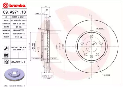 Тормозной диск BREMBO для CHEVROLET MALIBU (V300) 2.4