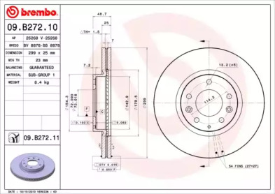 Тормозной диск BREMBO для MAZDA 6 универсал (GH) 2.2 D