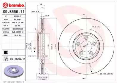 Тормозной диск BREMBO для JAGUAR XJ (X351) 3.0 D
