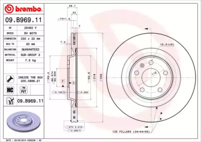 Дисковой тормозной механизм BREMBO для AUDI A4 Avant (8K5, B8) 2.0 TDI quattro
