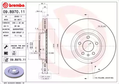 Дисковой тормозной механизм BREMBO для AUDI A4 Avant (8K5, B8) 2.0 TDI quattro