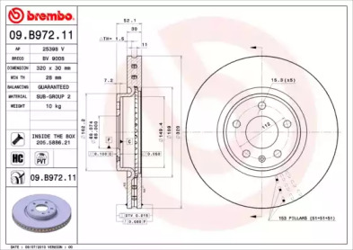 Дисковой тормозной механизм BREMBO для AUDI A4 Avant (8K5, B8) 2.0 TDI quattro