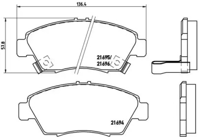 Тормозные колодки BREMBO для HONDA CIVIC VII купе (EM2) 1.6 i