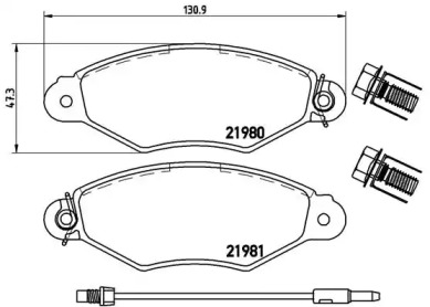 Тормозные колодки BREMBO для RENAULT KANGOO (KC0/1_) 1.4 (KC0C, KC0H, KC0B, KC0M)