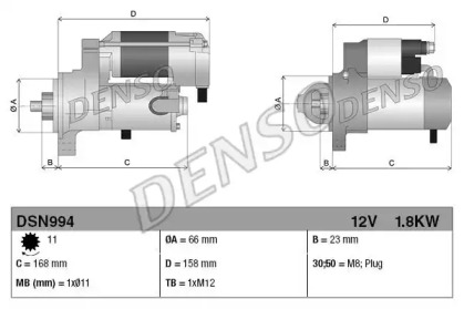 Система стартера DENSO для AUDI A4 Avant (8K5, B8) 2.0 TDI quattro