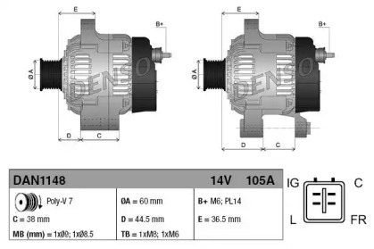 Генератор DENSO для HONDA ACCORD VIII универсал (CW) 2.0 i (CW1)