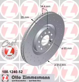 Дисковой тормозной механизм ZIMMERMANN для VW BORA Variant (1J6) 1.4 16V