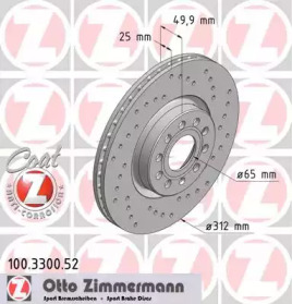 Тормозной диск ZIMMERMANN для VW CADDY IV Variant (SAB, SAJ) 2.0 TDI 4motion