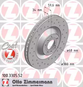 Тормозной диск ZIMMERMANN для AUDI A6 (4F2, C6) 2.8 FSI