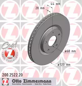 Тормозной диск ZIMMERMANN для NISSAN JUKE (F15) 1.6 DIG-T NISMO RS 4x4