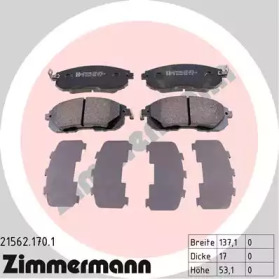 Тормозные колодки ZIMMERMANN для NISSAN JUKE (F15) 1.6 DIG-T 4x4