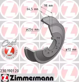 Тормозной барабан ZIMMERMANN для FIAT DUCATO c бортовой платформой/ходовая часть (230_) 2.5 TDI