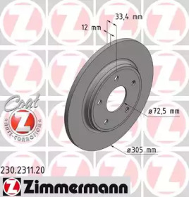 Тормозной диск ZIMMERMANN для DODGE JOURNEY 2.4 ECO+