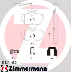 Дисковой тормозной механизм ZIMMERMANN для VW TRANSPORTER IV c бортовой платформой/ходовая часть (70XD) 1.9 TD
