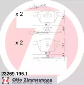 Дисковой тормозной механизм ZIMMERMANN для VW TRANSPORTER IV c бортовой платформой/ходовая часть (70XD) 1.9 TD