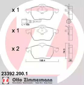 Дисковой тормозной механизм ZIMMERMANN для VW BORA Variant (1J6) 1.4 16V