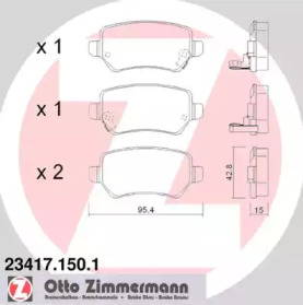 Дисковой тормозной механизм ZIMMERMANN для KIA CEE'D (JD) 1.4 MPI