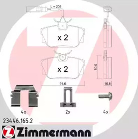 Дисковой тормозной механизм ZIMMERMANN для VW TRANSPORTER IV c бортовой платформой/ходовая часть (70XD) 1.9 TD