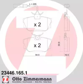 Дисковой тормозной механизм ZIMMERMANN для VW TRANSPORTER IV c бортовой платформой/ходовая часть (70XD) 1.9 TD