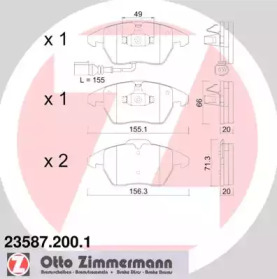 Тормозные колодки ZIMMERMANN для VW POLO (6R, 6C) 1.4 BiFuel