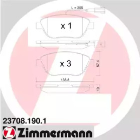 Тормозные колодки ZIMMERMANN для FIAT DOBLO вэн (263_) 1.4
