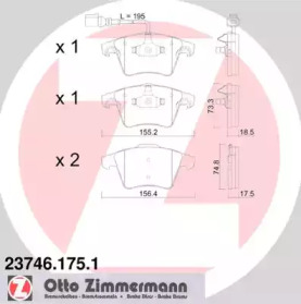 Дисковой тормозной механизм ZIMMERMANN для VW MULTIVAN V (7HM, 7HN, 7HF, 7EF, 7EM, 7EN) 1.9 TDI