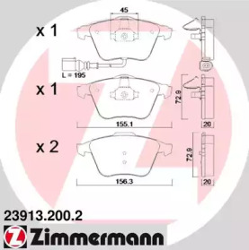 Тормозные колодки ZIMMERMANN для VW GOLF VI (5K1) Blue E-Motion
