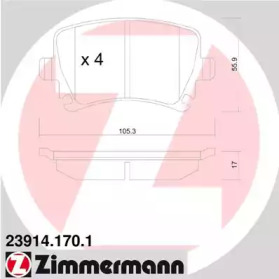 Тормозные колодки ZIMMERMANN для VW GOLF VI (5K1) 1.6