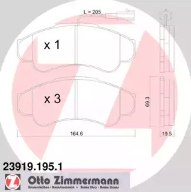 Тормозные колодки ZIMMERMANN для FIAT DUCATO c бортовой платформой/ходовая часть (230_) 2.5 TDI