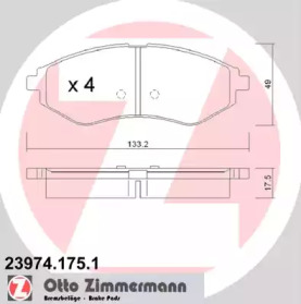 Тормозные колодки ZIMMERMANN для CHEVROLET KALOS 1.2