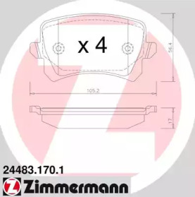 Тормозные колодки ZIMMERMANN для VW TIGUAN (AD1) 2.0 TDI