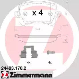 Тормозные колодки ZIMMERMANN для VW TIGUAN (AD1) 2.0 TDI