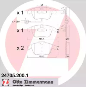 Дисковой тормозной механизм ZIMMERMANN для AUDI A4 Avant (8K5, B8) 2.0 TDI quattro