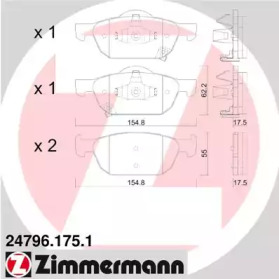 Тормозные колодки ZIMMERMANN для HONDA ACCORD VIII универсал (CW) 2.2 i-DTEC (CW3)