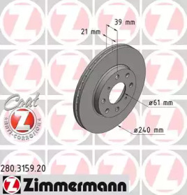 Дисковой тормозной механизм ZIMMERMANN для HONDA JAZZ II (GD_, GE3, GE2) 1.2 i-DSI (GD5, GE2)