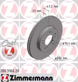 Тормозной диск ZIMMERMANN для HONDA PRELUDE V (BB_) 2.2 16V (BB6, BB8)