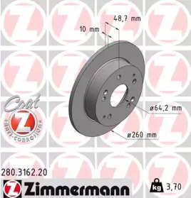 Тормозной диск ZIMMERMANN для HONDA CIVIC VII Hatchback (EU, EP, EV) 2.0 Type-R