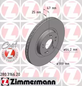 Тормозной диск ZIMMERMANN для HONDA ACCORD VII Tourer (CM, CN) 2.4 (CM2)