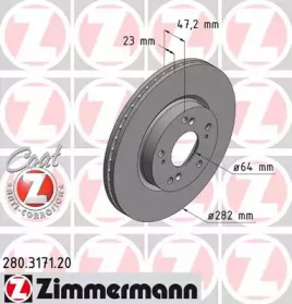 Дисковой тормозной механизм ZIMMERMANN для HONDA CIVIC VIII Hatchback (FN, FK) 2.2 CTDi (FK3)