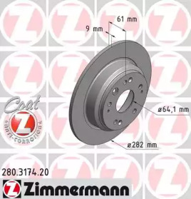Тормозной диск ZIMMERMANN для HONDA ACCORD VII Tourer (CM, CN) 2.4 (CM2)