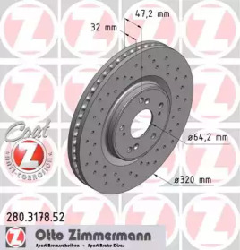Дисковой тормозной механизм ZIMMERMANN для HONDA ACCORD VIII универсал (CW) 2.2 i-DTEC (CW3)
