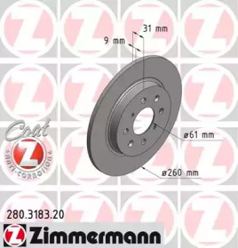 Тормозной диск ZIMMERMANN для HONDA INSIGHT (ZE_) 1.3 Hybrid (ZE28, ZE2)