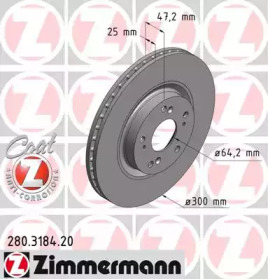 Тормозной диск ZIMMERMANN для HONDA CIVIC VIII Hatchback (FN, FK) Type R (FN2)