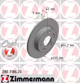 Тормозной диск ZIMMERMANN для HONDA CIVIC VIII Hatchback (FN, FK) Type R (FN2)