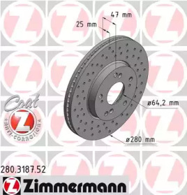 Тормозной диск ZIMMERMANN для HONDA CIVIC IX (FK) 1.4 i-VTEC (FK1)