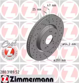 Тормозной диск ZIMMERMANN для HONDA CIVIC IX (FK) 1.4 i-VTEC (FK1)