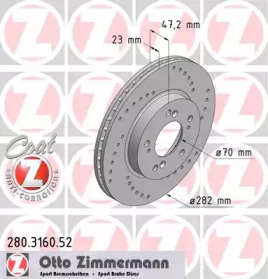 Тормозной диск ZIMMERMANN для HONDA PRELUDE V (BB_) 2.2 16V (BB6, BB8)