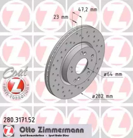 Дисковой тормозной механизм ZIMMERMANN для HONDA CIVIC VIII Hatchback (FN, FK) 2.2 CTDi (FK3)