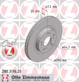 Дисковой тормозной механизм ZIMMERMANN для HONDA ACCORD VIII универсал (CW) 2.2 i-DTEC (CW3)