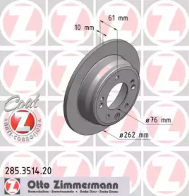 Тормозной диск ZIMMERMANN для KIA CEE'D Хэтчбек (ED) 1.6